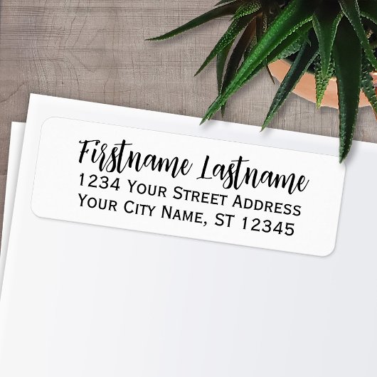 Eenvoudig zwart-wit elegant script - Retouradres Etiket