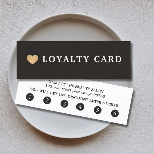 Eenvoudig zwart-wit Faux Gold Heart Klantenkaartje
