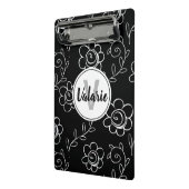 Eenvoudig zwart-wit Floral monogram Mini Klembord (Angled2)