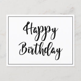 Eenvoudig zwart-wit Gelukkig Verjaardag  Briefkaart