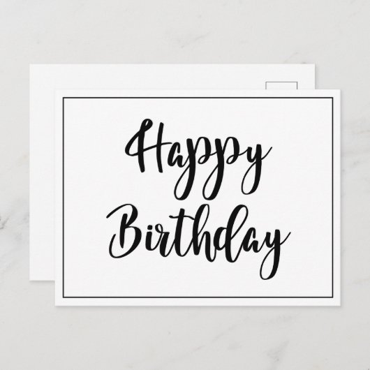 Eenvoudig Zwart Wit Gelukkig Verjaardag Briefkaart (Voorkant / Achterkant)