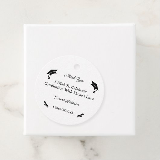 Eenvoudig zwart-wit Gepersonaliseerd Afstuderen Bedankjes Labels (In situ)