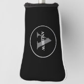 Eenvoudig zwart wit Gepersonaliseerd monogram Golfheadcover (Draai 90)