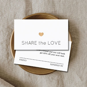 Eenvoudig zwart-wit goudhart aanbevelingskaartje