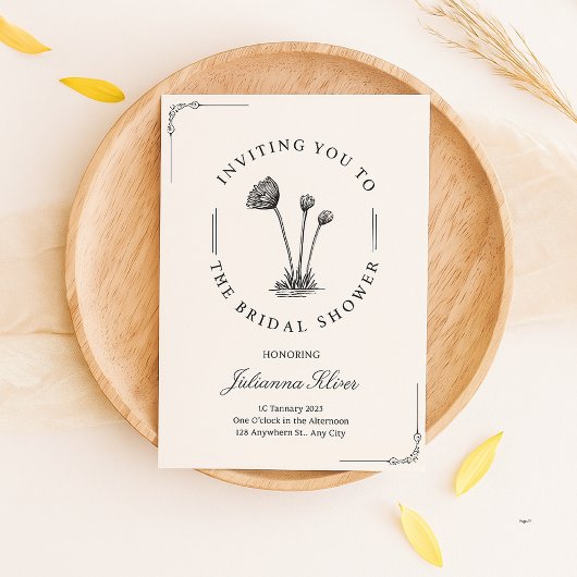 Eenvoudig Zwart, wit Handgetekende bloem vrijgezel Kaart