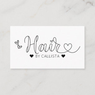 Eenvoudig zwart wit harten typografie haar visitekaartje