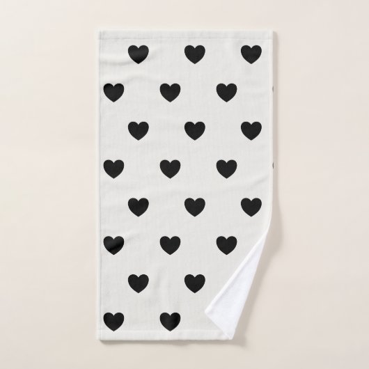 Eenvoudig zwart-wit hartpatroon bad handdoek (Handdoek)