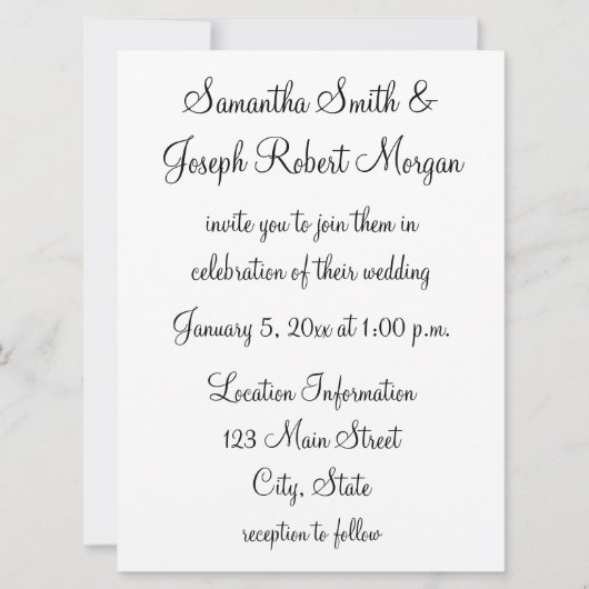 Eenvoudig zwart-wit huwelijk kaart (Voorkant)