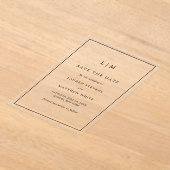 Eenvoudig zwart-wit huwelijk sparen de Datum Acryl Uitnodigingen (Laagn)