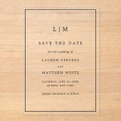 Eenvoudig zwart-wit huwelijk sparen de Datum Acryl Uitnodigingen (Voorkant)