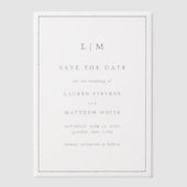 Eenvoudig zwart-wit huwelijk sparen de Datum Vellum Uitnodigingen (Voorkant)