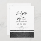 Eenvoudig zwart-wit huwelijk uitnodiging briefkaart (Voorkant / Achterkant)