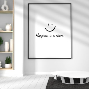 Eenvoudig zwart wit Inspirerend gelukscitaat Poster