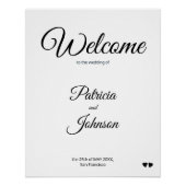 Eenvoudig zwart wit klassiek bruiloft welkom teken perfect poster (Voorkant)