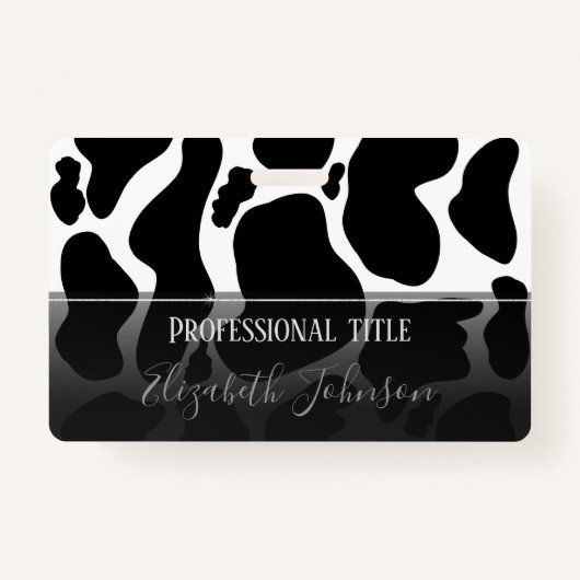 Eenvoudig Zwart wit Koe Vlekken Dier Badge (Voorkant)