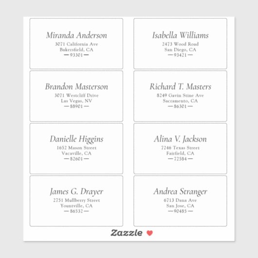 Eenvoudig zwart-wit label gastadres (Vel)