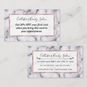 Eenvoudig zwart-wit marmer-stonpatroon kortingskaartje (Voorkant / Achterkant)