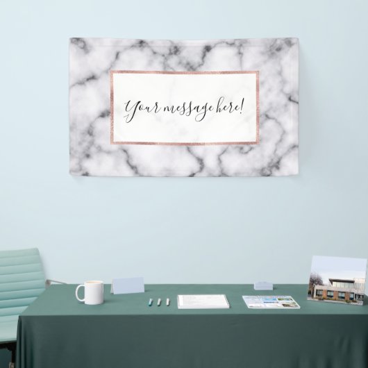 Eenvoudig zwart-wit marmer-stonpatroon spandoek (Beurs)