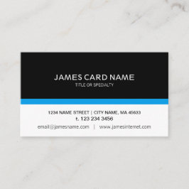 Eenvoudig zwart/wit met blauwe lijn visitekaartje