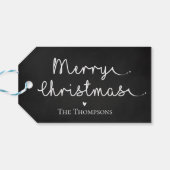 Eenvoudig zwart wit met korte minimalistische fees cadeaulabel (Achterkant Horizontaal)