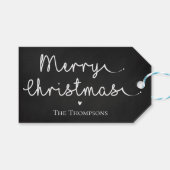 Eenvoudig zwart wit met korte minimalistische fees cadeaulabel (Voorkant (Horizontaal))