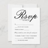 Eenvoudig zwart wit Modern Elegant Minimaal Script RSVP Kaartje (Achterkant)