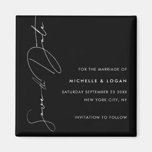 Eenvoudig zwart-wit, modern handgeschreven script magneet (Voorkant)