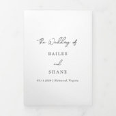 Eenvoudig zwart-wit modern huwelijk drieluik uitnodiging (Cover)