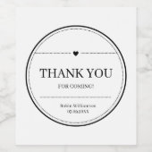 Eenvoudig zwart-wit, modern, minimaal bedankt wijn etiket (Enkel label)