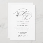 Eenvoudig zwart-wit modern script bruiloft kaart (Voorkant / Achterkant)