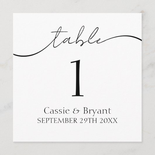Eenvoudig Zwart-wit Modern Trouwtafelnummer Programma (Voorkant)