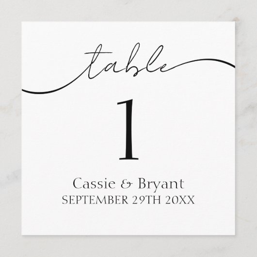 Eenvoudig Zwart-wit Modern Trouwtafelnummer Programma (Achterkant)