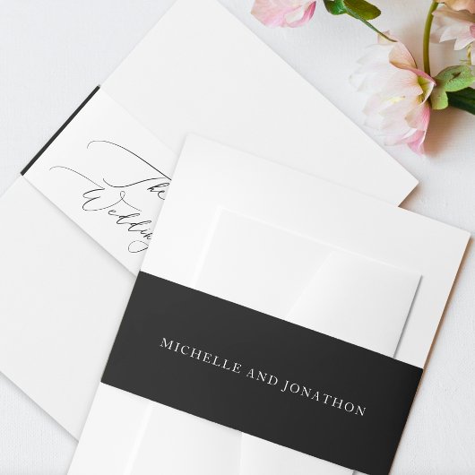 Eenvoudig zwart-wit, modern uitnodigingen wikkel