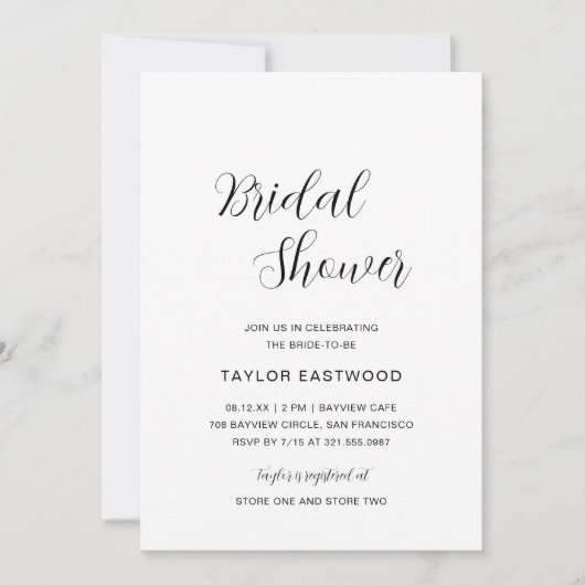 Eenvoudig zwart-wit modern Vrijgezellenfeest Kaart (Voorkant)