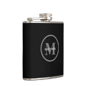 Eenvoudig Zwart wit Monogram aangepast Heupfles (Rechts)