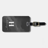 Eenvoudig zwart wit monogram bagagelabel (Voorkant horizontaal)