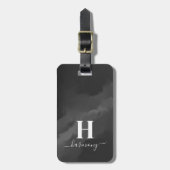 Eenvoudig zwart wit monogram bagagelabel (Voorkant verticaal)