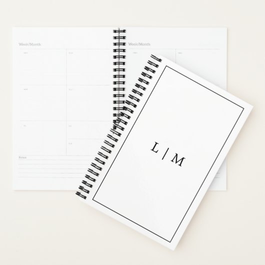 Eenvoudig zwart-wit monogram bedrijf planner (Display)