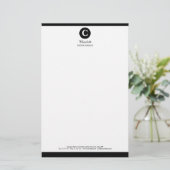 Eenvoudig zwart-wit monogram briefpapier (Staand voorkant)