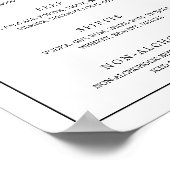 Eenvoudig zwart-wit monogram Elegant Wedding Poster (Hoek)