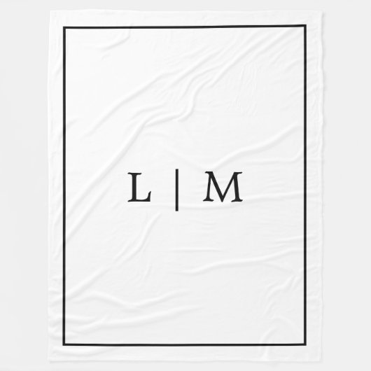 Eenvoudig zwart-wit monogram fleece deken (Voorkant)