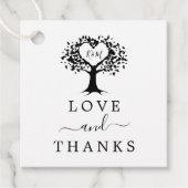 Eenvoudig zwart-wit monogram heetbomen bruiloft bedankjes labels (Voorkant)