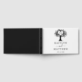 Eenvoudig zwart-wit monogram heetbomen bruiloft gastenboek (Volledig)