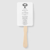 Eenvoudig zwart-wit monogram heetbomen bruiloft handwaaier (Voorkant)