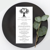 Eenvoudig zwart-wit monogram heetbomen bruiloft menu