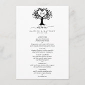 Eenvoudig zwart-wit monogram heetbomen bruiloft menu (Voorkant)