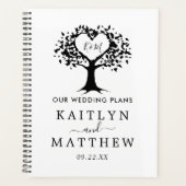 Eenvoudig zwart-wit monogram heetbomen bruiloft planner (Voorkant)