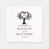 Eenvoudig zwart-wit monogram heetbomen bruiloft servet (Voorkant)