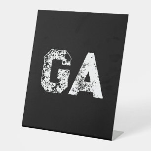 Eenvoudig zwart-wit monogram met beginletters reclamebord met voetstuk