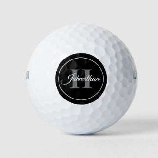 Eenvoudig zwart-wit monogram modern Initiaal Golfballen